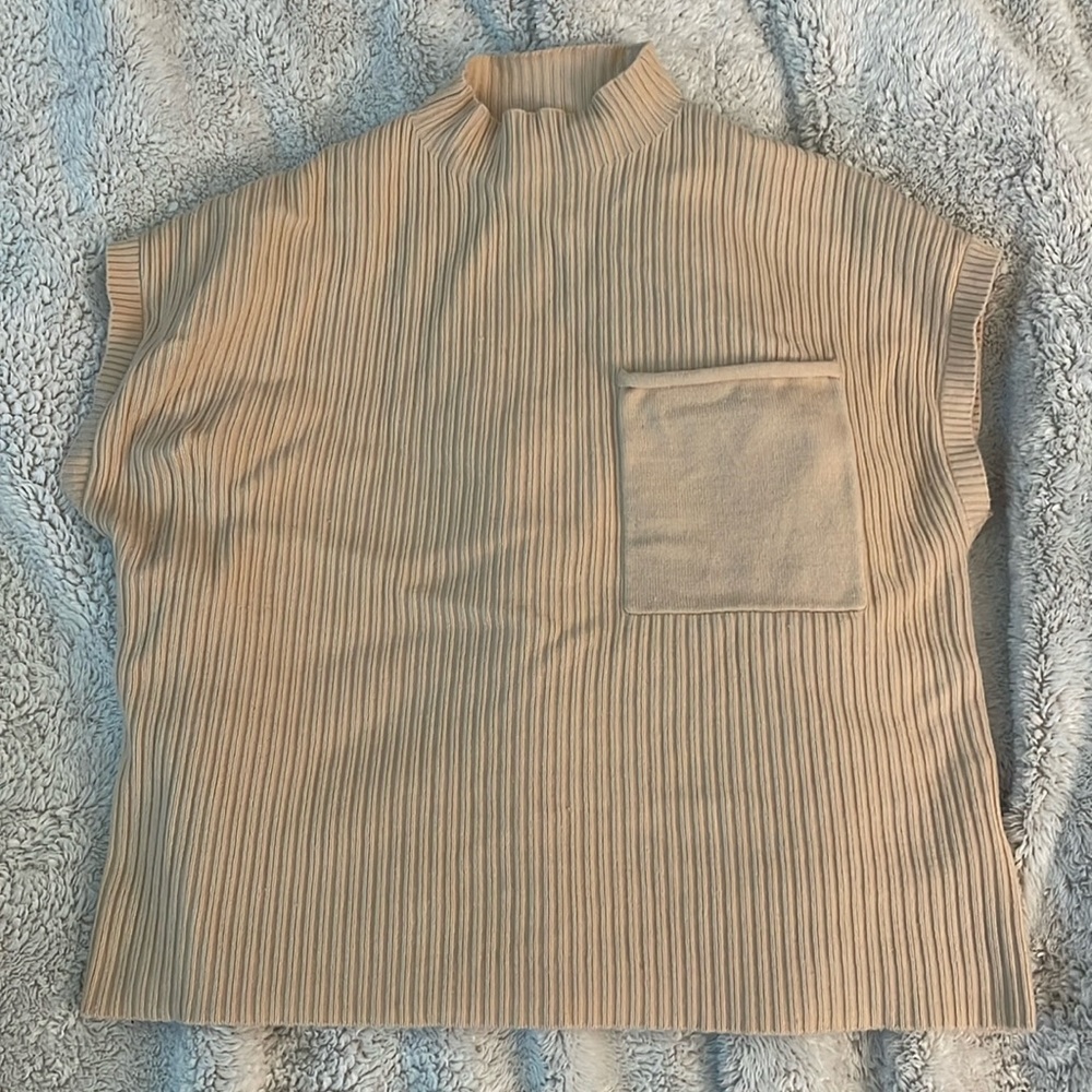 Amazon mock short sleeve sweater with front pocket